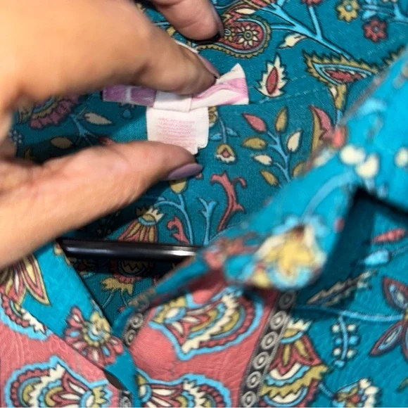 Boemo Maxi Dress –‎ Teal Floral Boho Prairie Style – Size medium petite - Picture 11 of 11